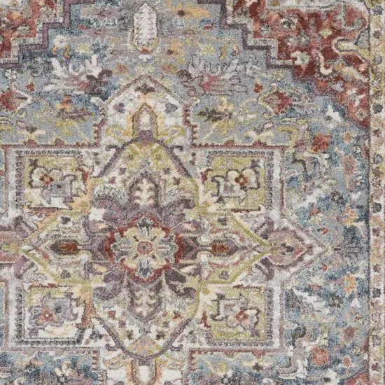 Blue and Red Floral Distressed Area Rug Photo 9