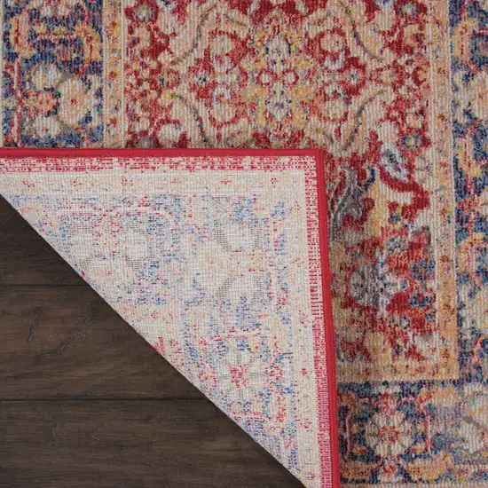 Blue and Red Floral Distressed Non Skid Area Rug Photo 6