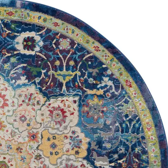 Blue and Red Floral Distressed Non Skid Area Rug Photo 6