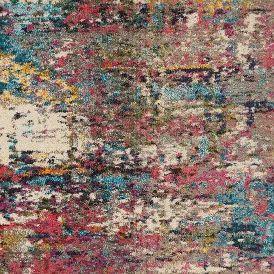 Blue and Red Floral Distressed Non Skid Area Rug Photo 3