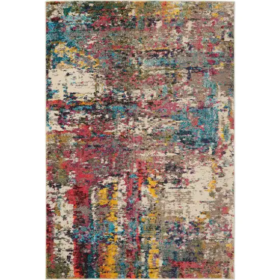 Blue and Red Floral Distressed Non Skid Area Rug Photo 1