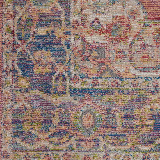 Blue and Red Floral Medallion Distressed Non Skid Area Rug Photo 6