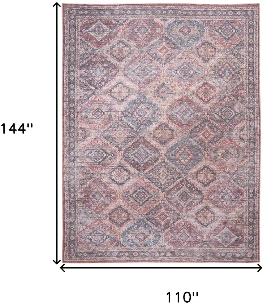 Blue and Red Floral Power Loom Distressed Washable Area Rug Photo 9