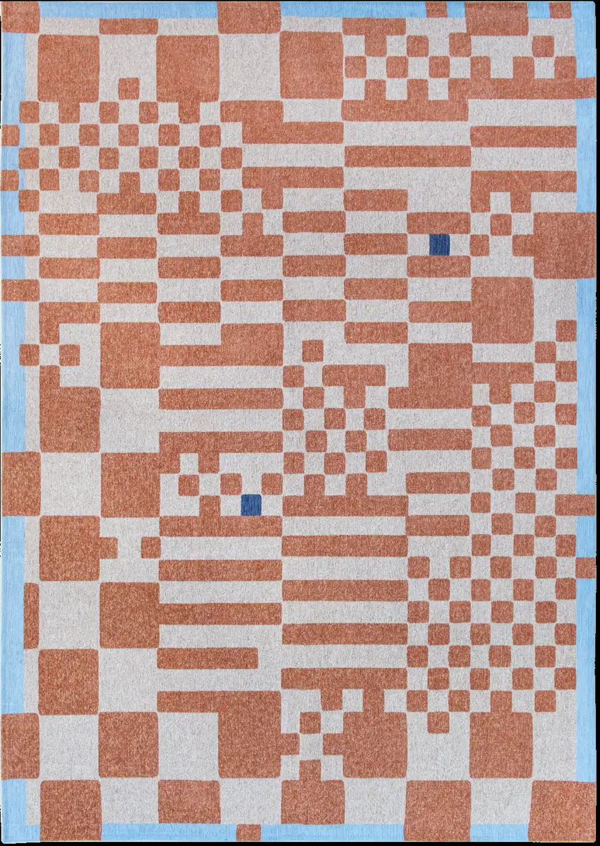 Blue and Red Geometric Non Skid Area Rug Photo 2
