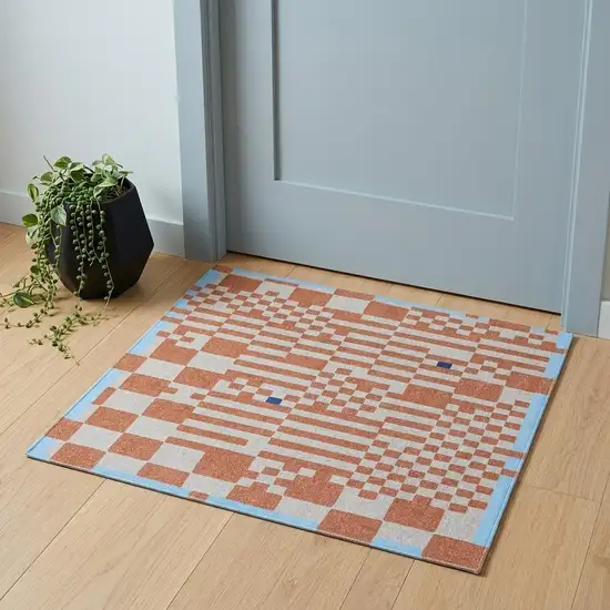 Blue and Red Geometric Non Skid Area Rug Photo 1