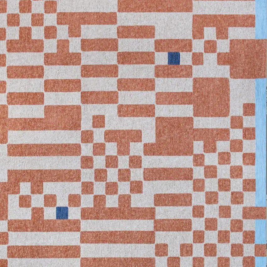 Blue and Red Geometric Non Skid Area Rug Photo 6