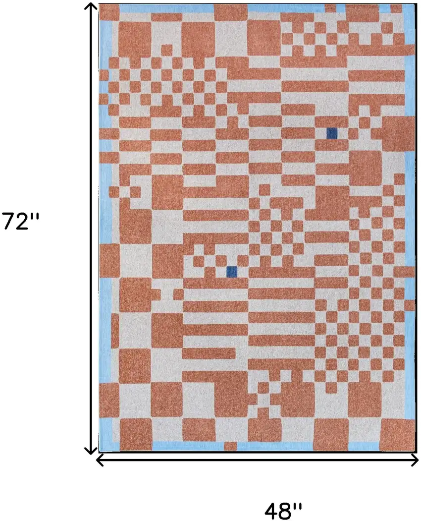 Blue and Red Geometric Non Skid Area Rug Photo 3