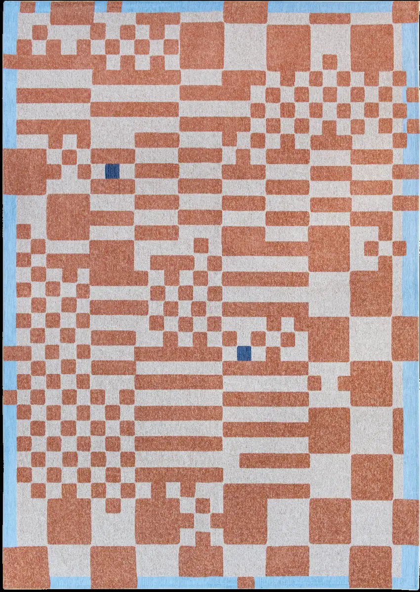 Blue and Red Geometric Non Skid Area Rug Photo 7