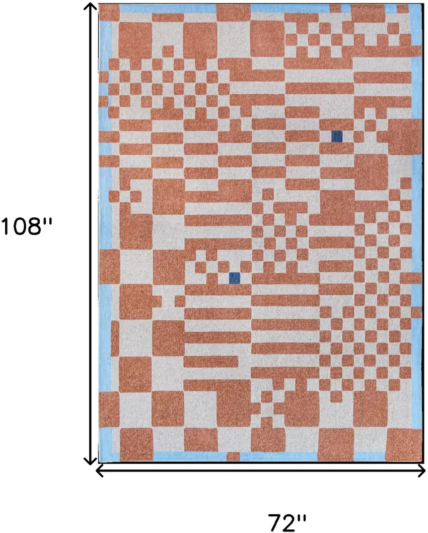 Blue and Red Geometric Non Skid Area Rug Photo 3