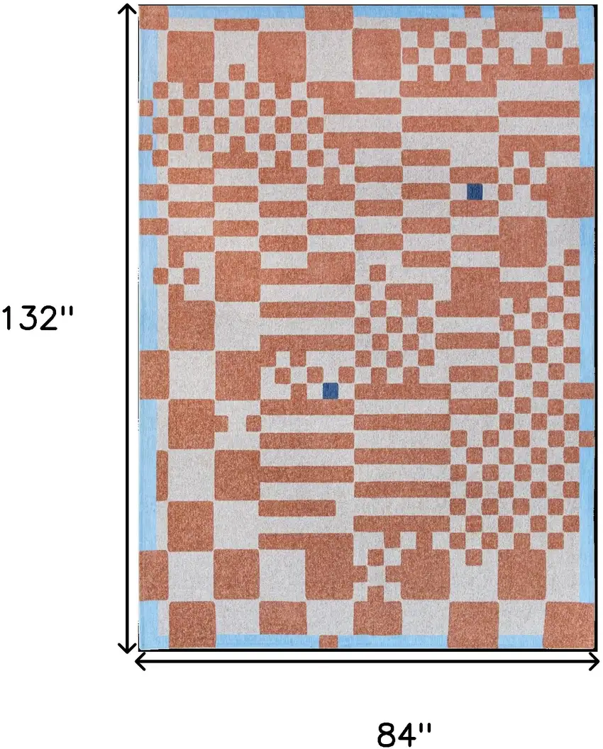 Blue and Red Geometric Non Skid Area Rug Photo 3