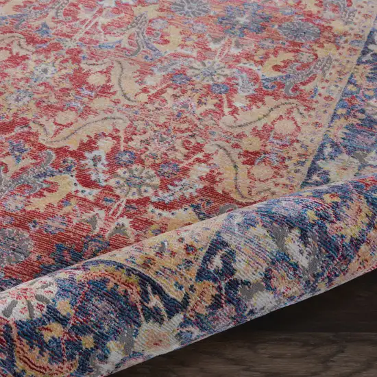 Blue and Red Oriental Distressed Non Skid Area Rug Photo 8