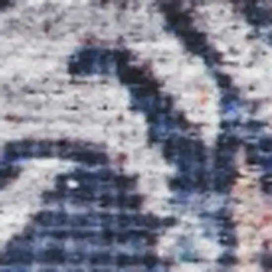 5' X 7' Blue and Red Oriental Power Loom Distressed Washable Non Skid Area Rug Photo 1