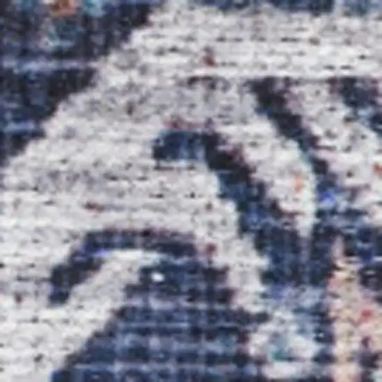 Blue and Red Oriental Power Loom Distressed Washable Non Skid Area Rug Photo 4