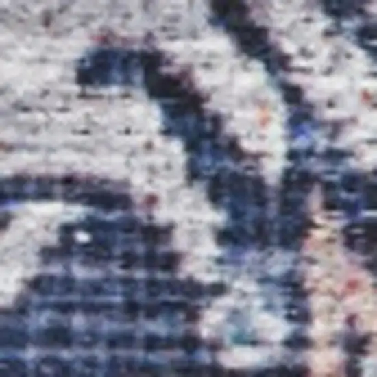 Blue and Red Oriental Power Loom Distressed Washable Non Skid Area Rug Photo 1