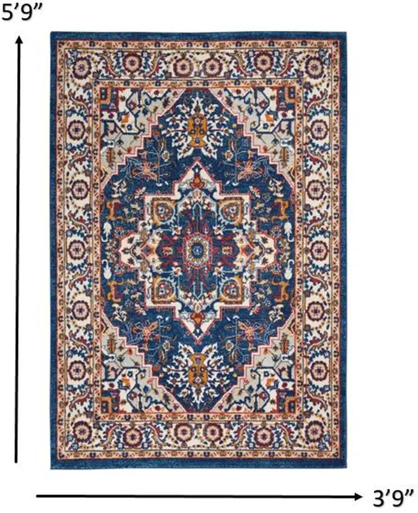 Blue and Ruby Medallion Area Rug Photo 6