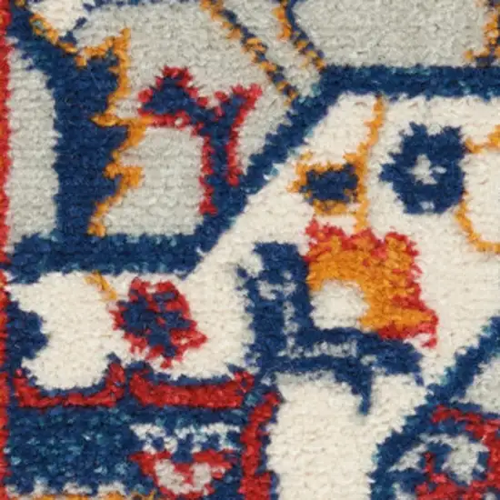 Blue And Ivory Medallion Distressed Area Rug Photo 1