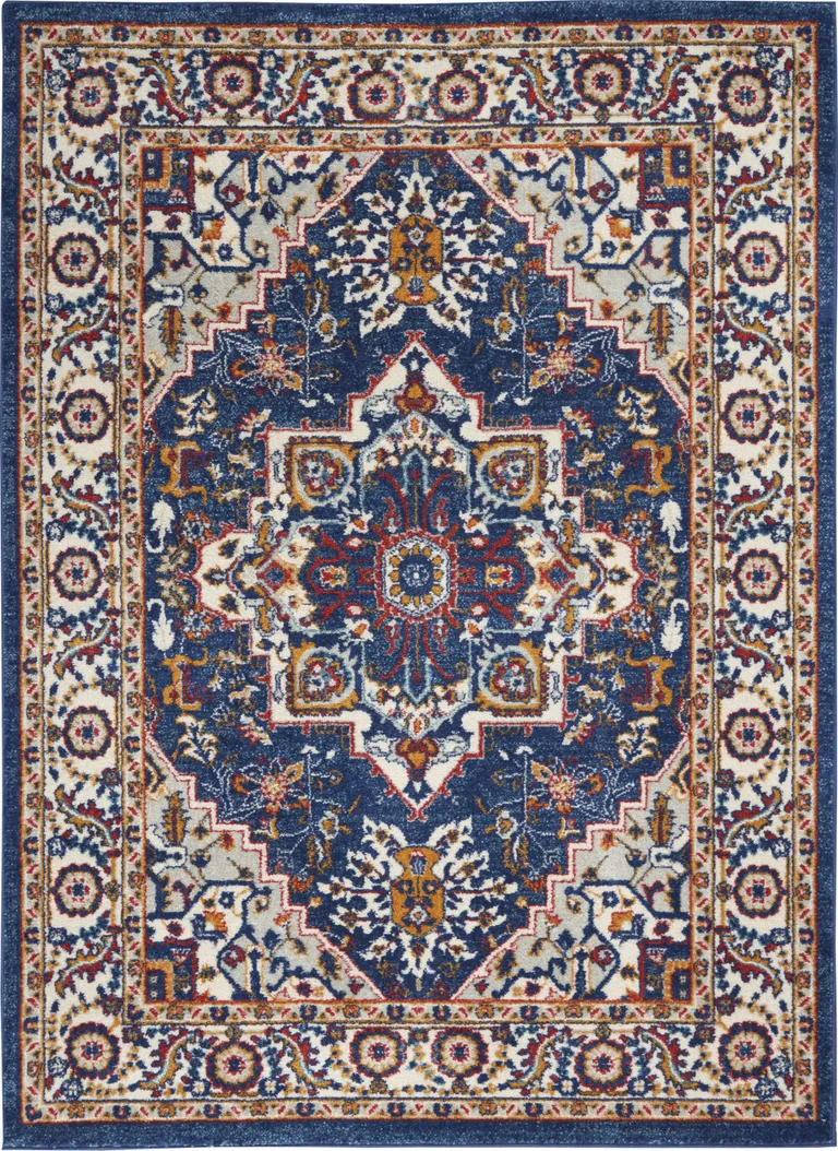 Blue and Ruby Medallion Area Rug Photo 3