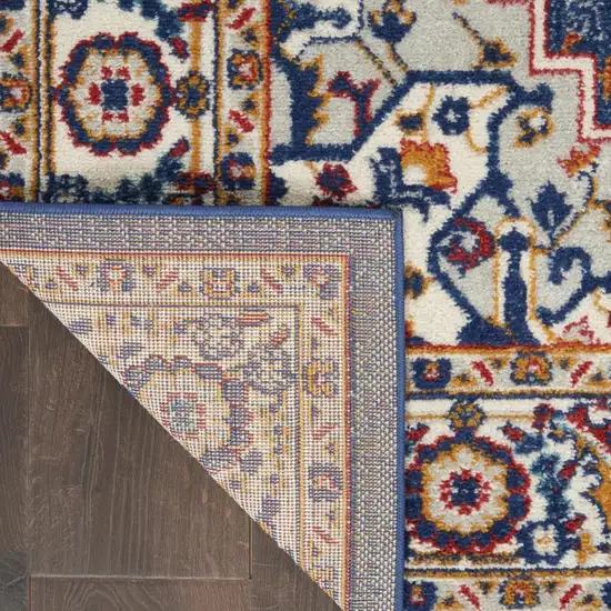 Blue And Ivory Medallion Distressed Area Rug Photo 7