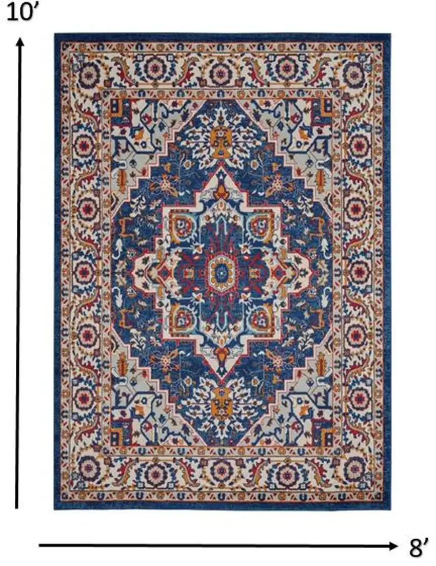 Blue and Ruby Medallion Area Rug Photo 6