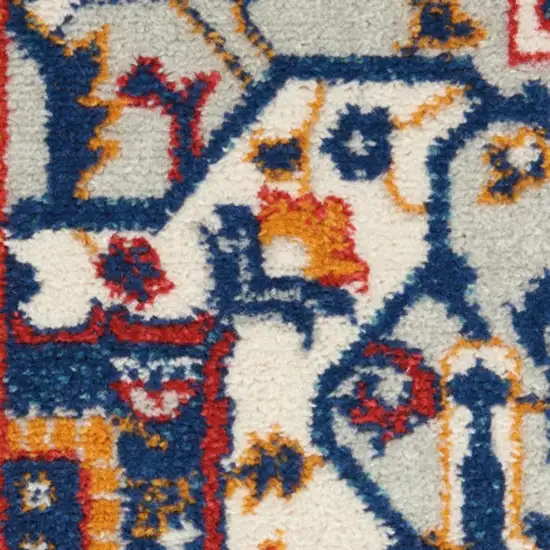 Blue And Ivory Medallion Distressed Area Rug Photo 4