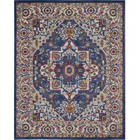 Photo of Blue and Ruby Medallion Area Rug