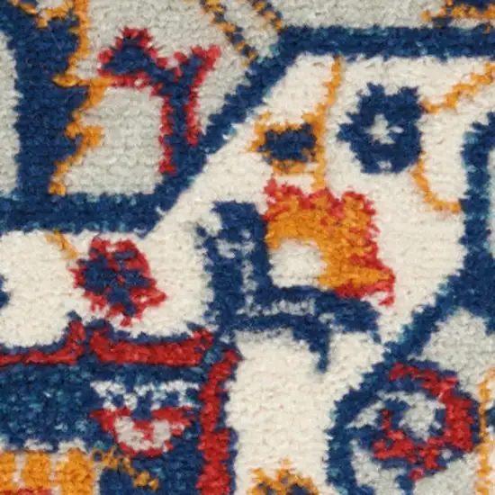 Blue And Ivory Medallion Distressed Area Rug Photo 1