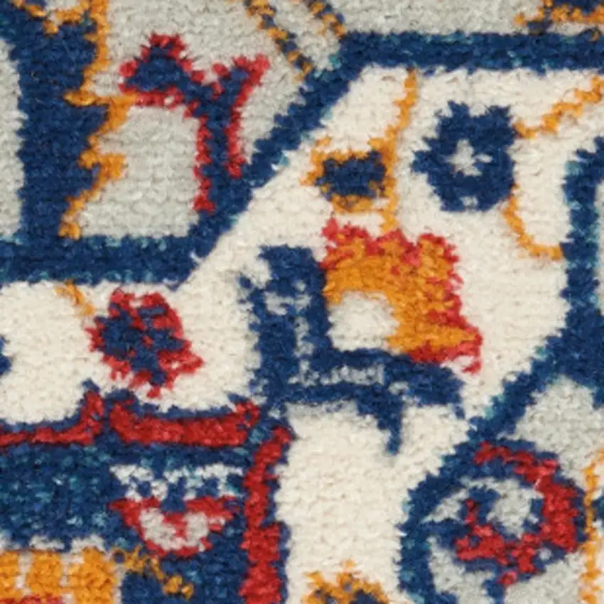 Blue And Ivory Medallion Distressed Area Rug Photo 1