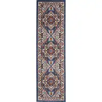 Photo of Blue and Ruby Medallion Runner Rug