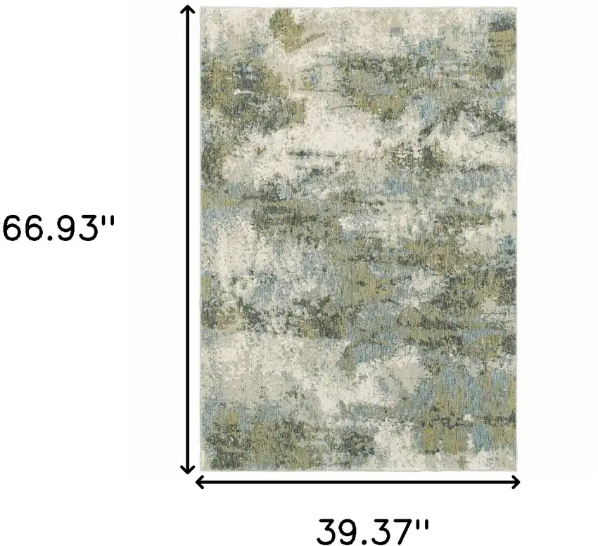 Blue Green Power Loom Area Rug Photo 3