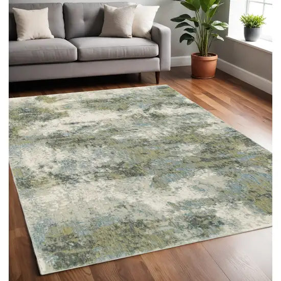 Ivory Sage And Teal Abstract Area Rug Photo 1