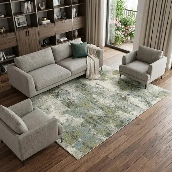Blue Green Power Loom Area Rug Photo 1