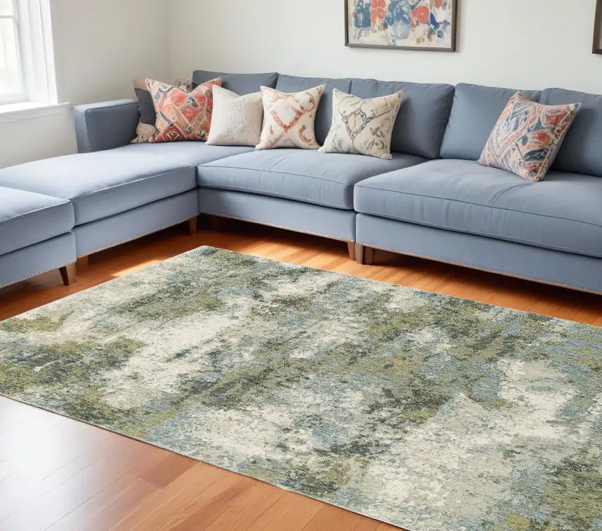 Blue Green Power Loom Area Rug Photo 1