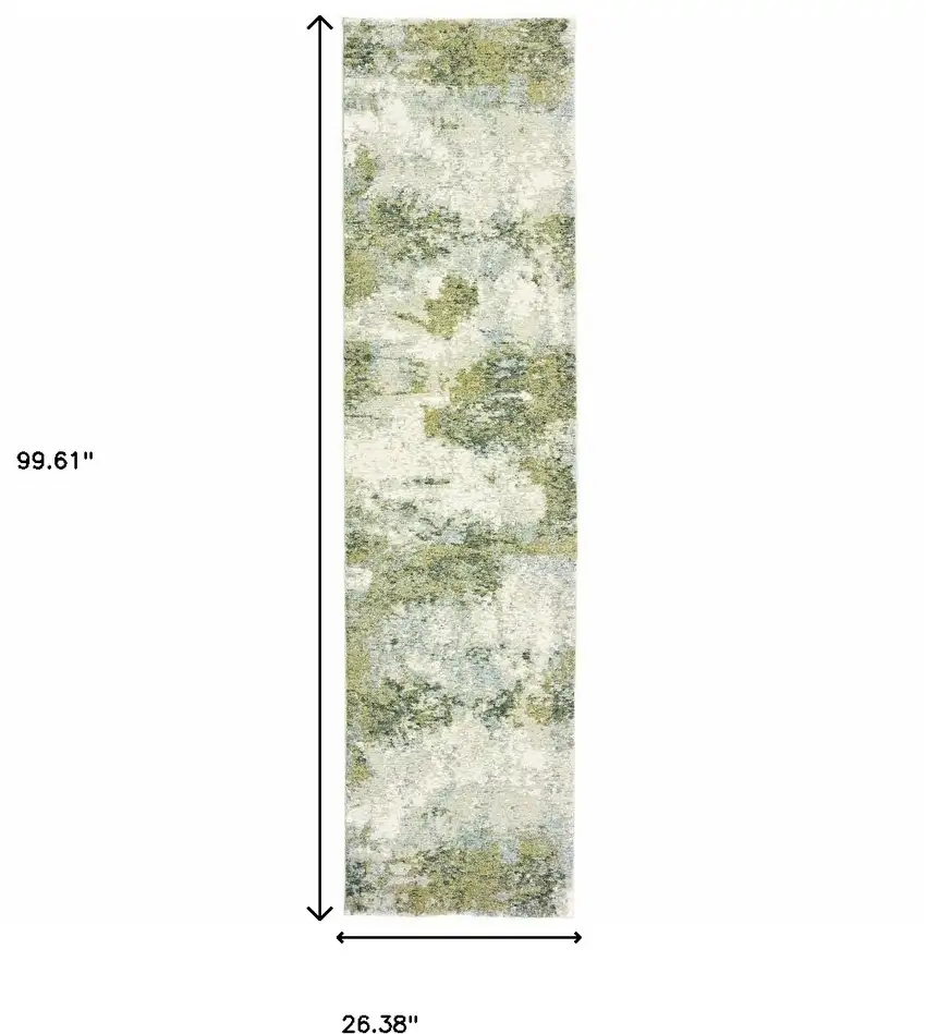 Blue and Sage Distressed Waves Indoor Runner Rug Photo 6