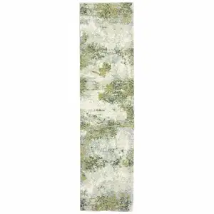 Photo of Blue and Sage Distressed Waves Indoor Runner Rug