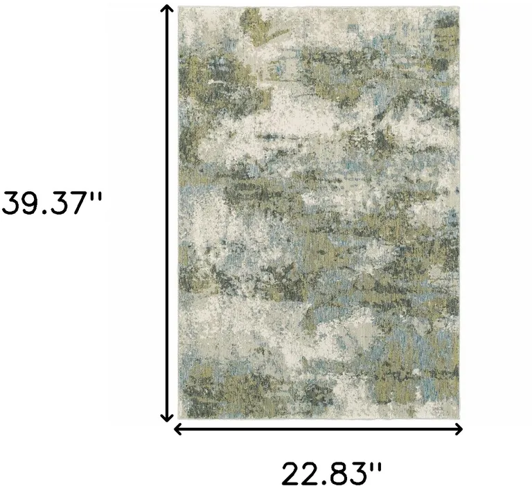 Blue and Sage Distressed Waves Indoor Scatter Rug Photo 5
