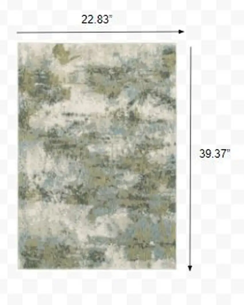 Blue and Sage Distressed Waves Indoor Scatter Rug Photo 5
