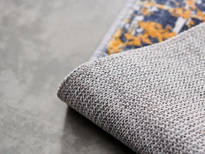 Blue and Silver Abstract Shag Printed Washable Non Skid Area Rug Photo 7