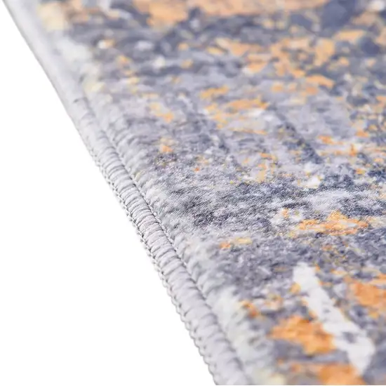 Blue and Silver Abstract Washable Non Skid Area Rug Photo 3