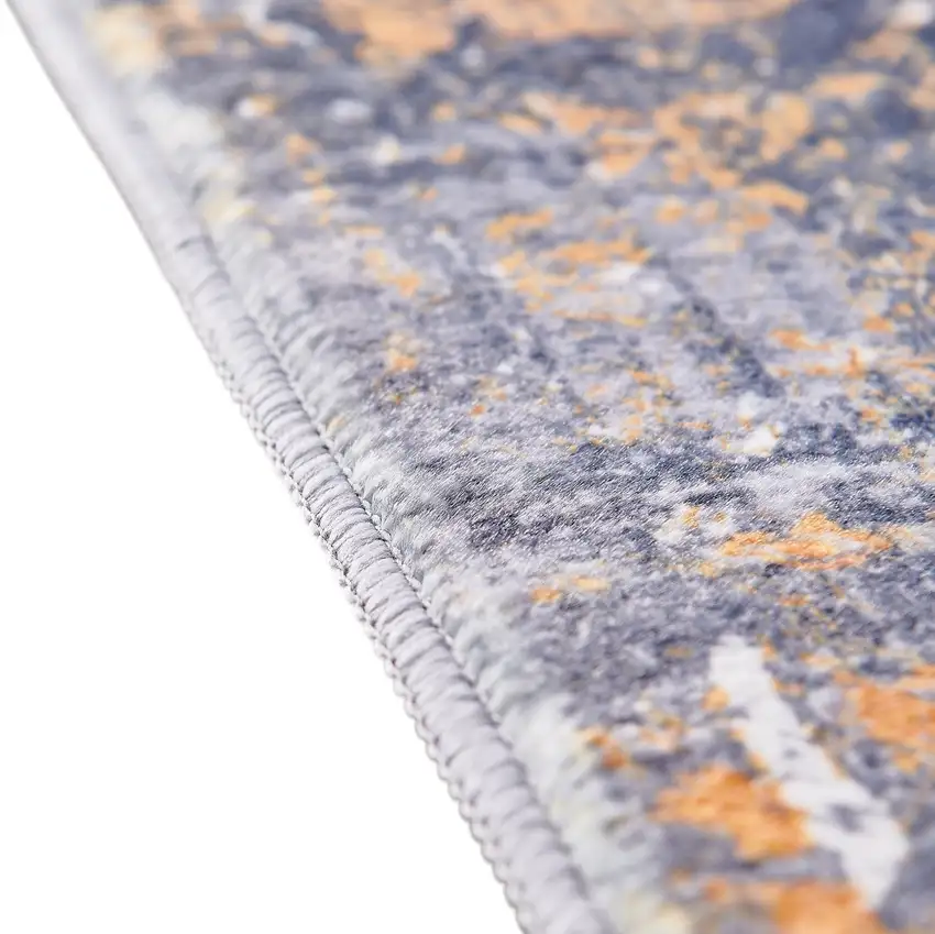 Blue and Silver Abstract Washable Non Skid Area Rug Photo 3