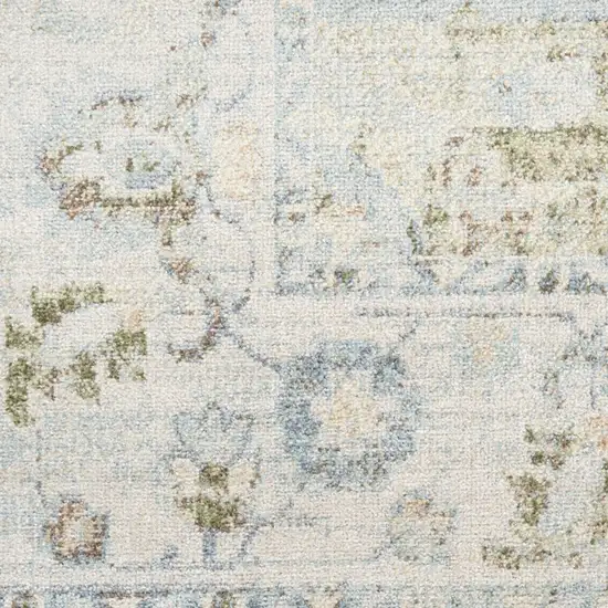 Blue and Silver Floral Medallion Power Loom Distressed Washable Area Rug Photo 6