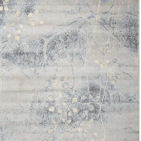 Blue and Silver Floral Power Loom Area Rug Photo 8