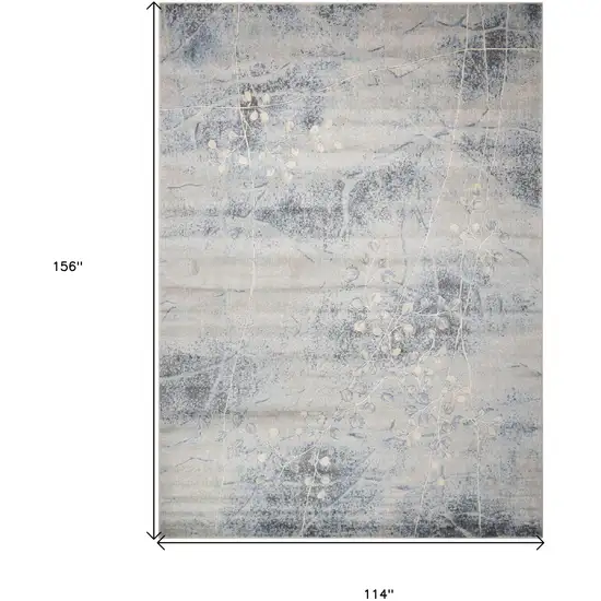 Blue and Silver Floral Power Loom Area Rug Photo 7