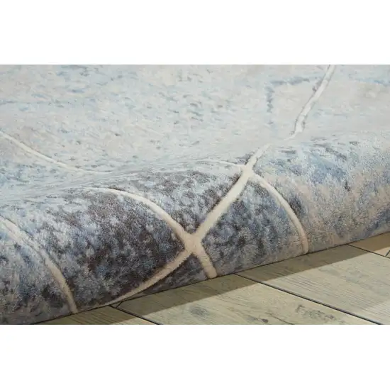 Blue and Silver Floral Power Loom Area Rug Photo 8