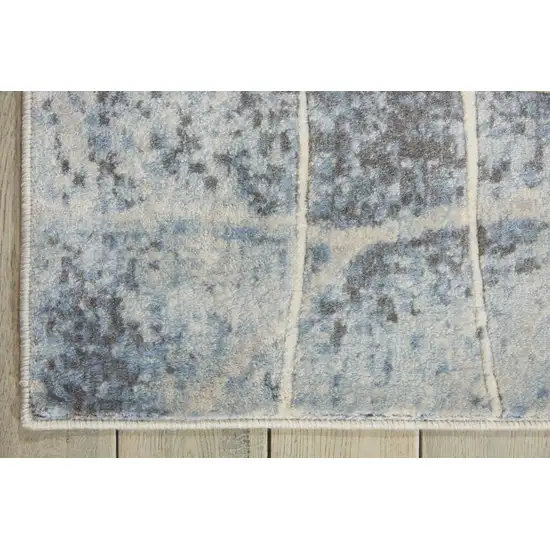 Blue and Silver Floral Power Loom Area Rug Photo 3