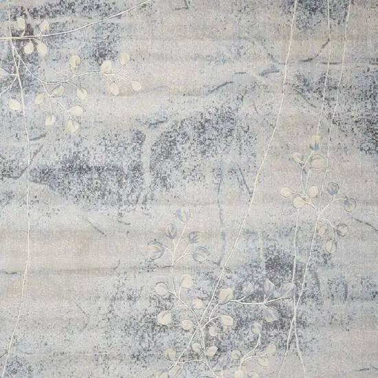 Blue and Silver Floral Power Loom Area Rug Photo 4