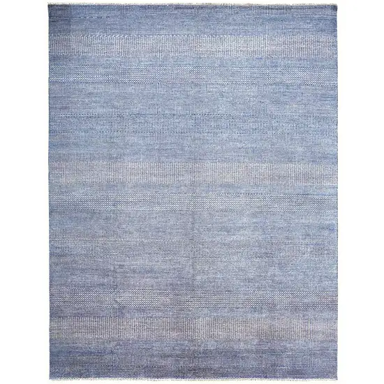 Blue and Silver Wool Striped Hand KNotted Area Rug Photo 1