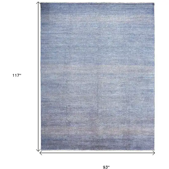 Blue and Silver Wool Striped Hand KNotted Area Rug Photo 7