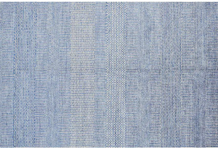 Blue and Silver Wool Striped Hand KNotted Area Rug Photo 5