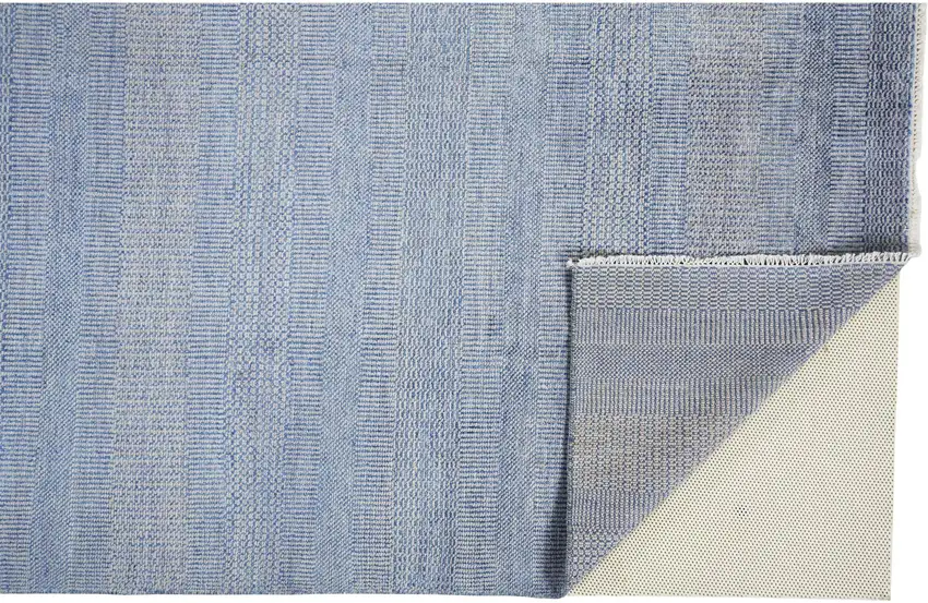Blue and Silver Wool Striped Hand KNotted Area Rug Photo 4