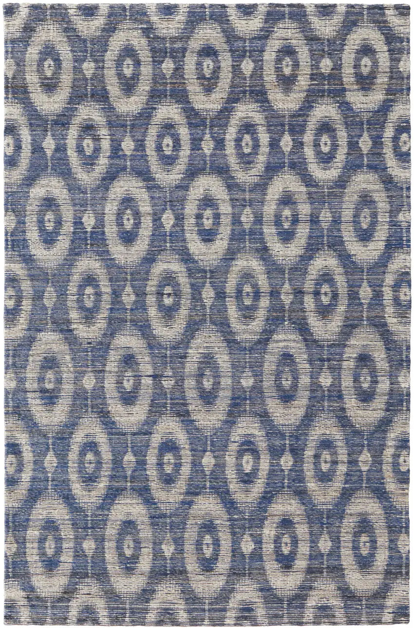 Blue and Tan Geometric Hand Woven Area Rug Photo 2